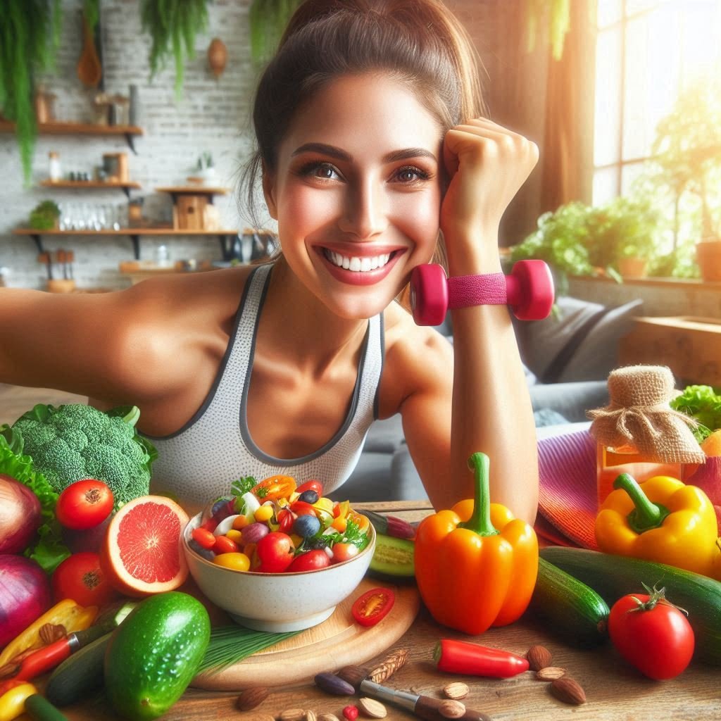 Women’s Weight Loss & Fitness workout with healthy lifestyle and balanced nutrition