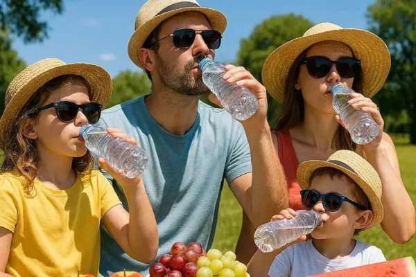 Summer health prevention habits including hydration, sun protection, and outdoor wellness activities
