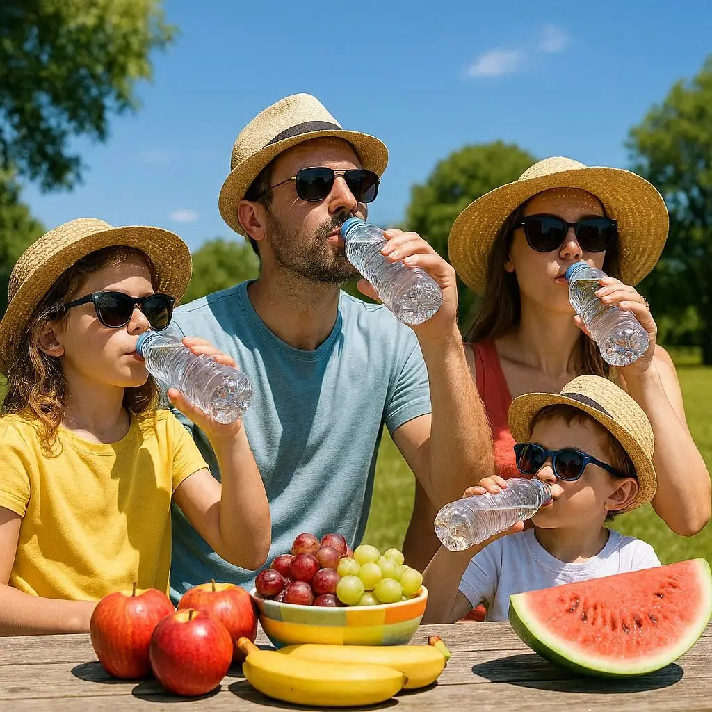 Summer health prevention habits including hydration, sun protection, and outdoor wellness activities